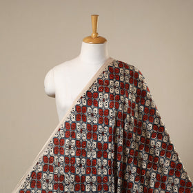 Red Natural Dyed Block Print Modal Silk Ajrakh Fabric