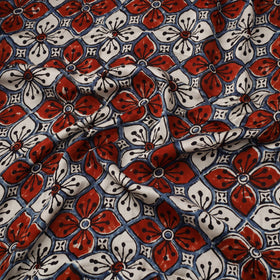 Red Natural Dyed Block Print Modal Silk Ajrakh Fabric