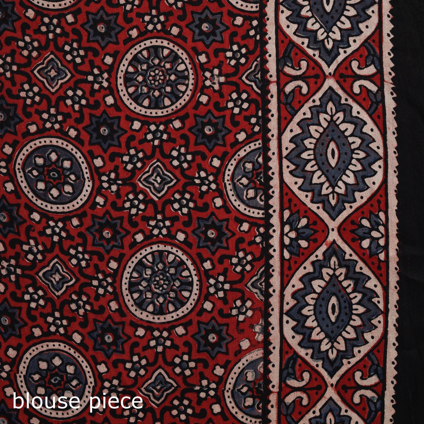 Natural dyed modal silk kutch hand block print ajrakh saree