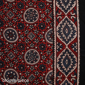 Natural dyed modal silk kutch hand block print ajrakh saree