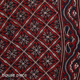 Natural dyed modal silk kutch hand block print ajrakh saree