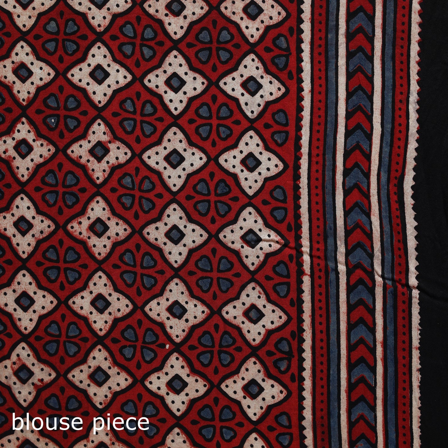 Natural dyed modal silk kutch hand block print ajrakh saree