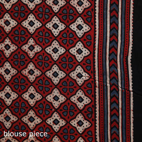 Natural dyed modal silk kutch hand block print ajrakh saree