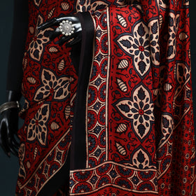Natural dyed modal silk kutch hand block print ajrakh saree