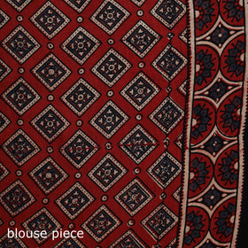 Natural dyed modal silk kutch hand block print ajrakh saree