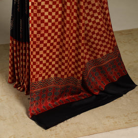 Red - natural dyed modal silk saree 10 - handcrafted