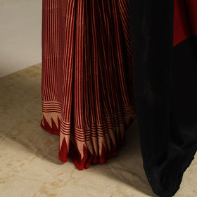 Red - natural dyed modal silk saree 14 - handcrafted