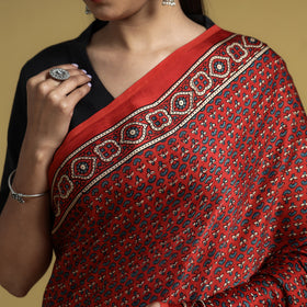  Natural Dyed Block Print Modal Silk Ajrakh Saree