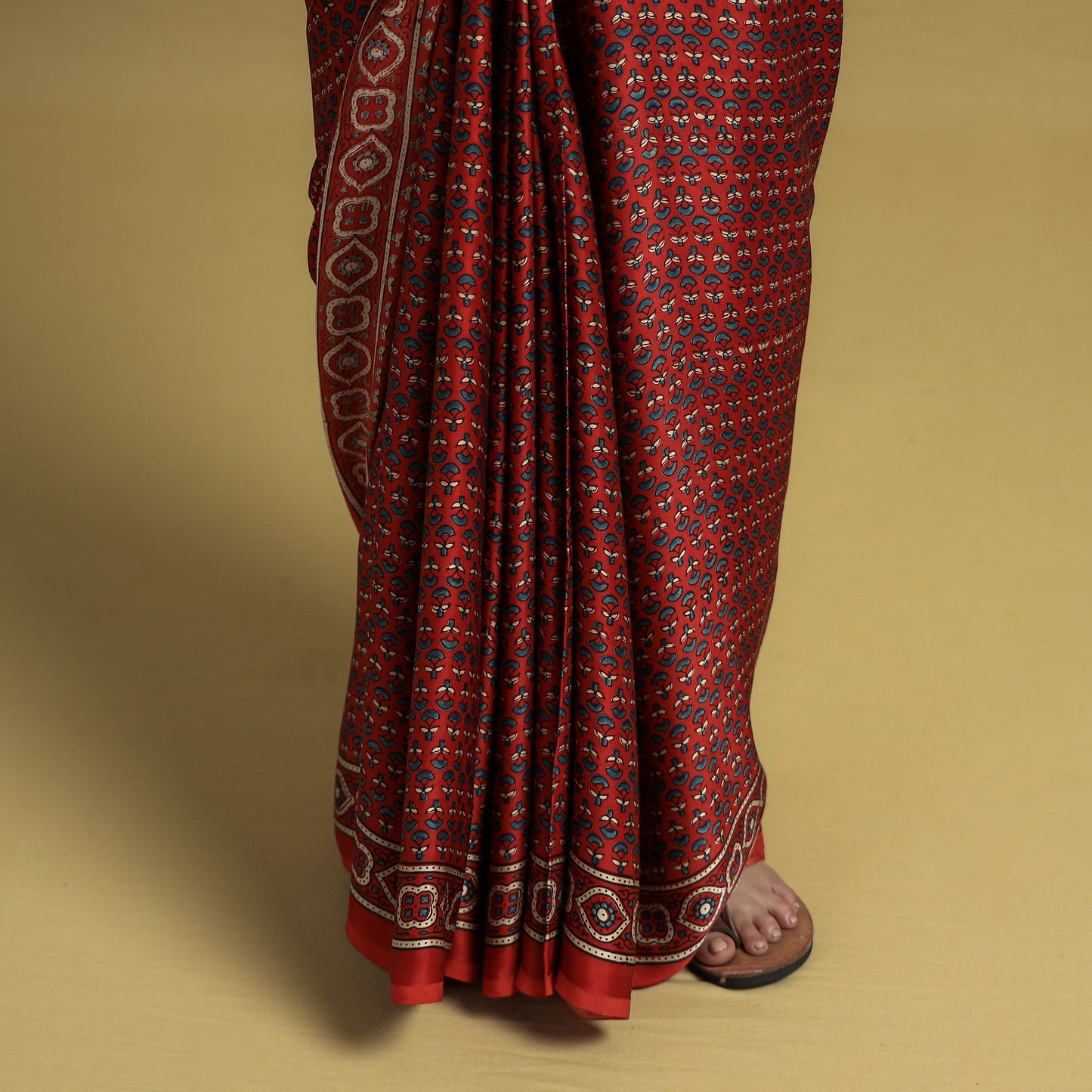  Natural Dyed Block Print Modal Silk Ajrakh Saree