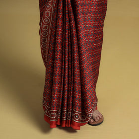  Natural Dyed Block Print Modal Silk Ajrakh Saree