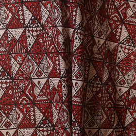 Red - natural dyed mul cotton bagh fabric 16 - handcrafted