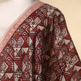 Red - natural dyed mul cotton bagh fabric 16 - handcrafted