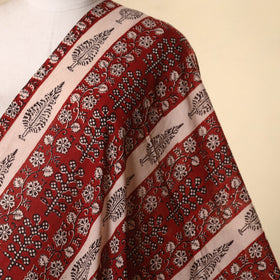 Red - natural dyed mul cotton bagh fabric 18 - handcrafted