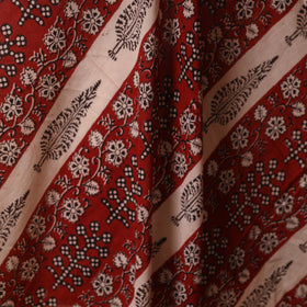 Red - natural dyed mul cotton bagh fabric 18 - handcrafted