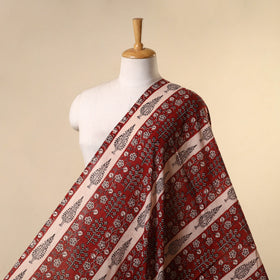 Red - natural dyed mul cotton bagh fabric 18 - handcrafted