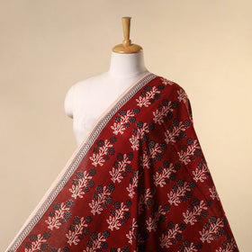 Red - natural dyed mul cotton bagh fabric 20 - handcrafted