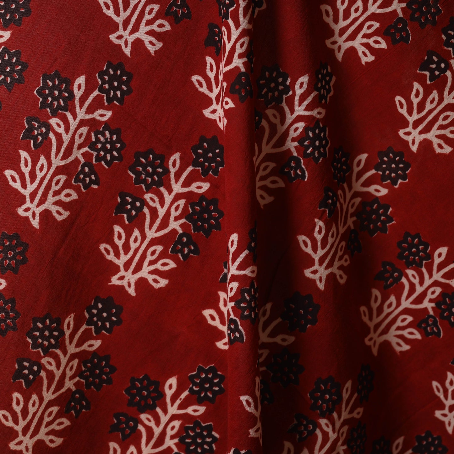 Red - natural dyed mul cotton bagh fabric 20 - handcrafted