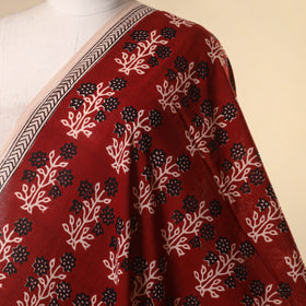 Red - natural dyed mul cotton bagh fabric 20 - handcrafted