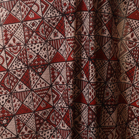 Red - natural dyed mul cotton bagh fabric 21 - handcrafted