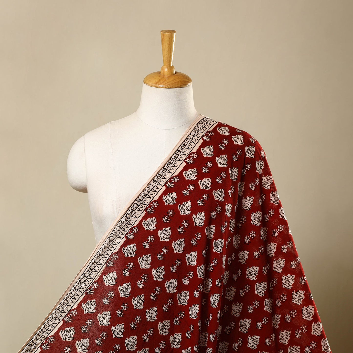  Red Natural Dyed Mul Cotton Bagh Print Fabric
