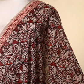 Red - natural dyed mul cotton bagh fabric 21 - handcrafted