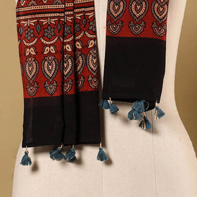 Red Natural Dyed Block Print Mul Cotton Ajrakh Stole