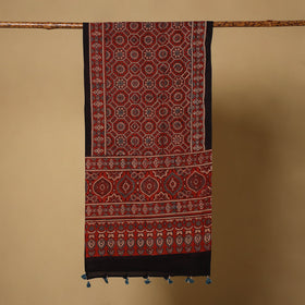 Red Natural Dyed Block Print Mul Cotton Ajrakh Stole