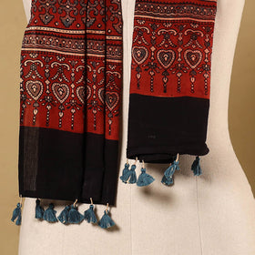 Red Natural Dyed Block Print Mul Cotton Ajrakh Stole