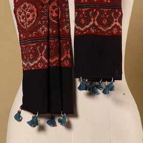 Red Natural Dyed Block Print Mul Cotton Ajrakh Stole