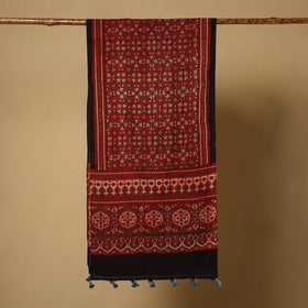 Red Natural Dyed Block Print Mul Cotton Ajrakh Stole