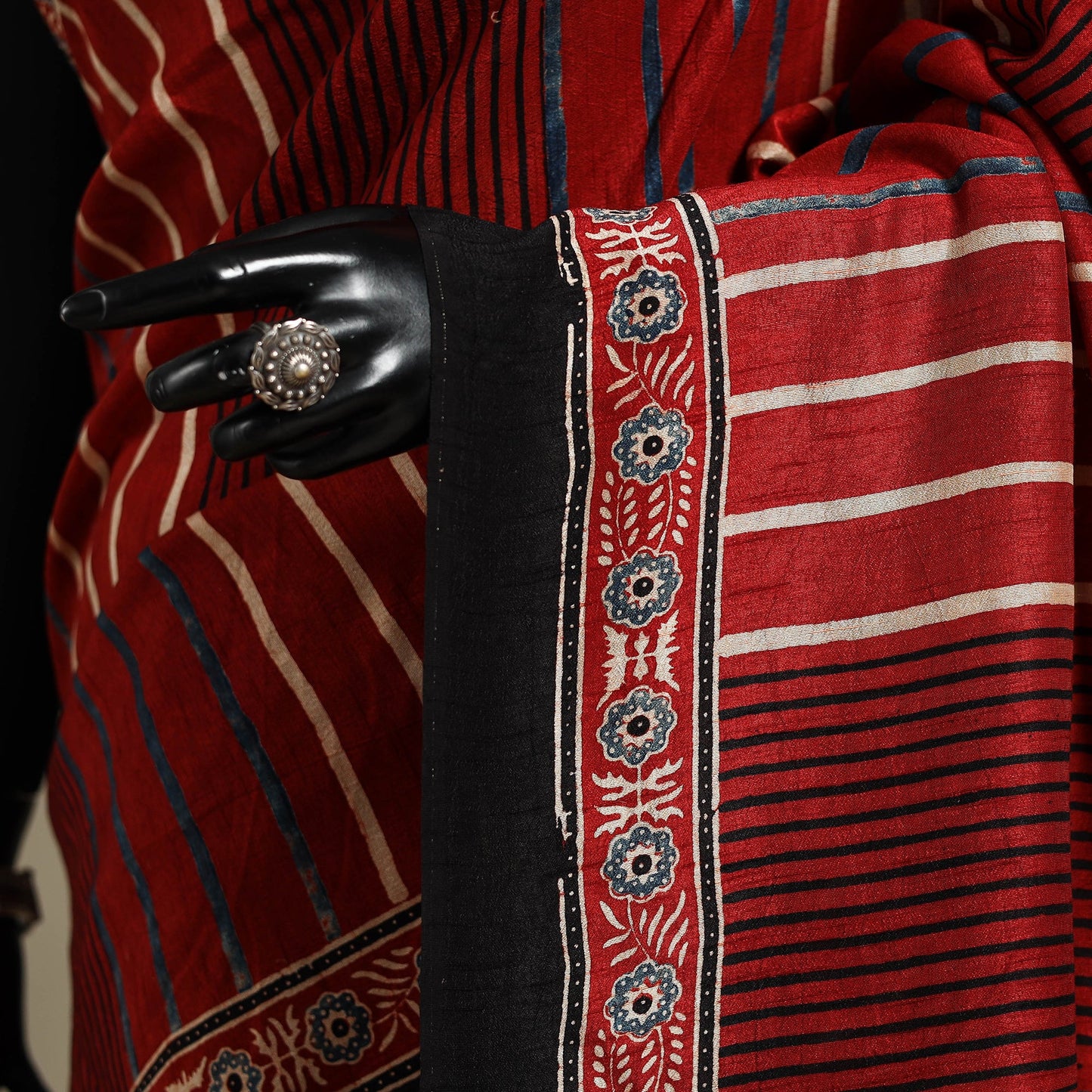 Red - natural dyed organza silk saree 20 - handcrafted