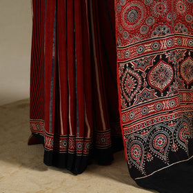 Red - natural dyed organza silk saree 20 - handcrafted