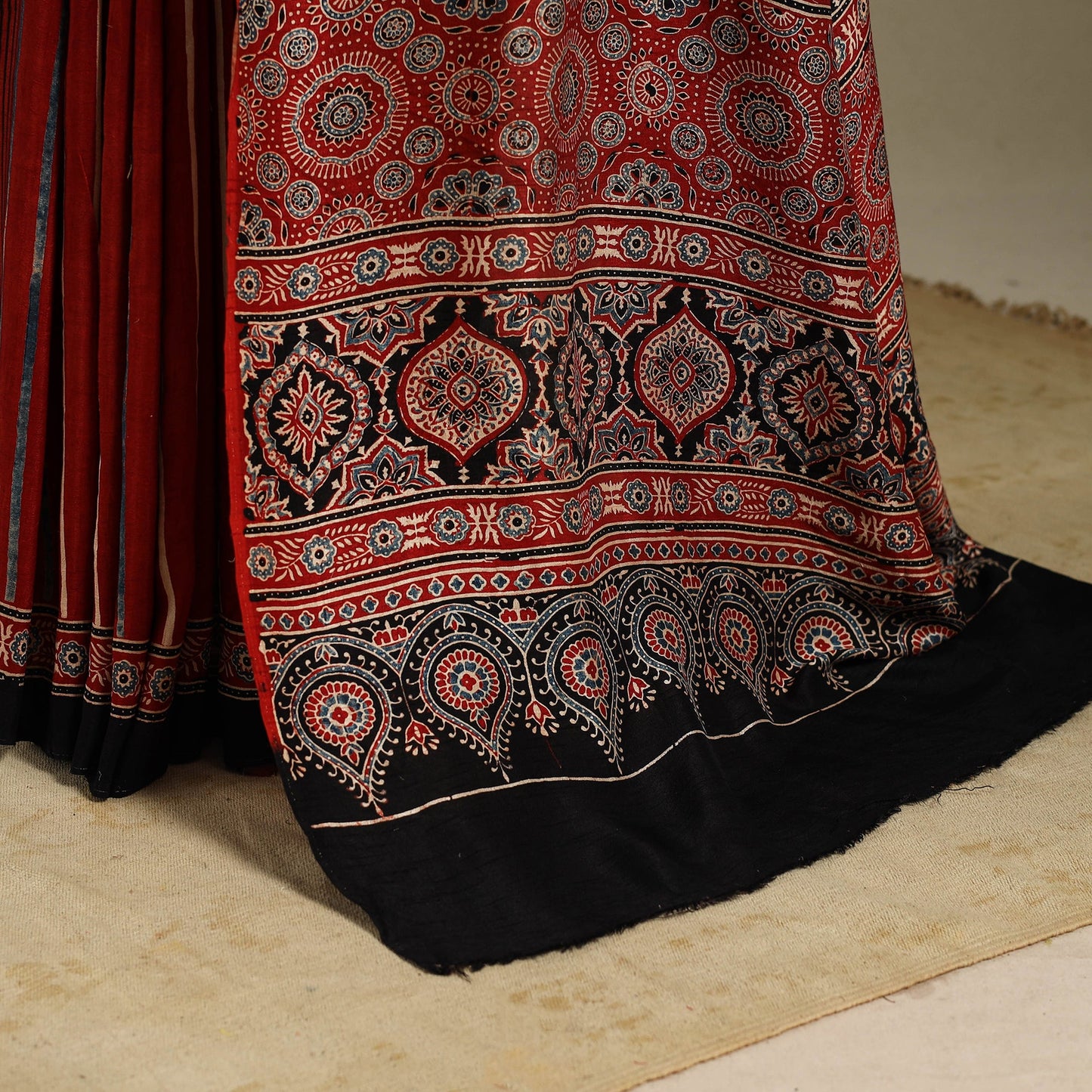 Red - natural dyed organza silk saree 20 - handcrafted