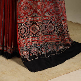 Red - natural dyed organza silk saree 20 - handcrafted