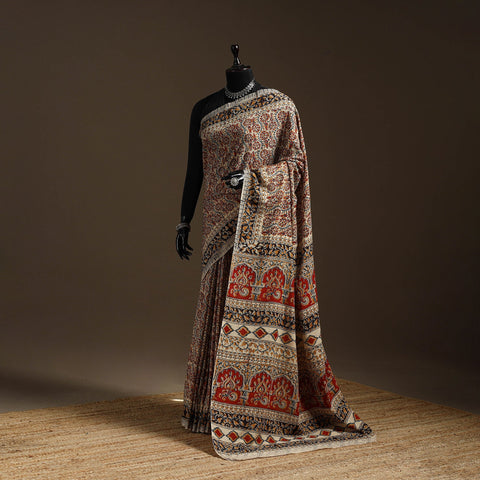 Red - natural dyed pedana cotton kalamkari saree 27