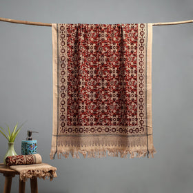 Natural dyed pedana kalamkari printed handloom cotton towel