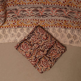Natural dyed pedana kalamkari cotton 3pc unstitched dress