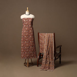 Natural dyed pedana kalamkari cotton 3pc unstitched dress
