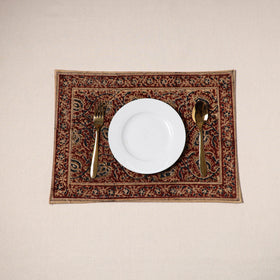 Red - natural dyed pedana kalamkari cotton table mat 05