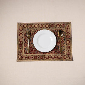 Red - natural dyed pedana kalamkari cotton table mat 07
