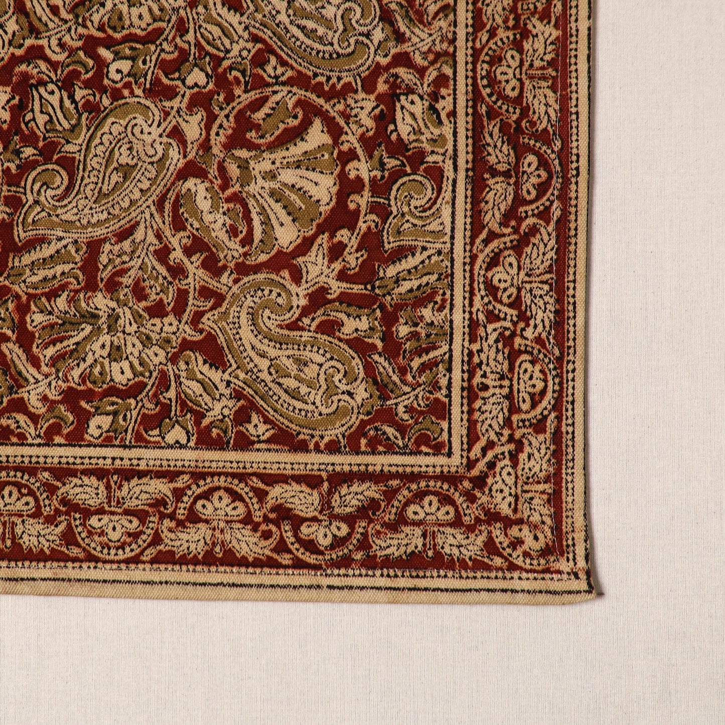 Red - natural dyed pedana kalamkari cotton table mat 12