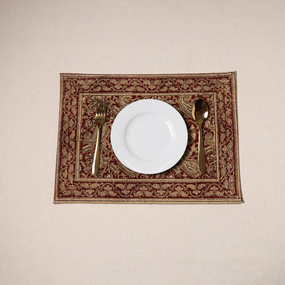 Red - natural dyed pedana kalamkari cotton table mat 12