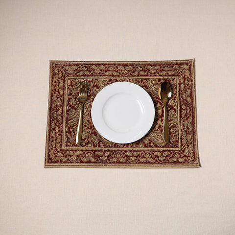 Red - natural dyed pedana kalamkari cotton table mat 12