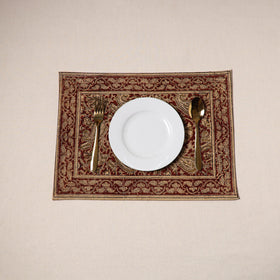 Red - natural dyed pedana kalamkari cotton table mat 12