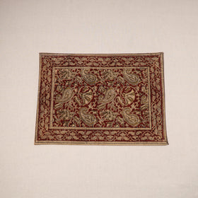 Red - natural dyed pedana kalamkari cotton table mat 12
