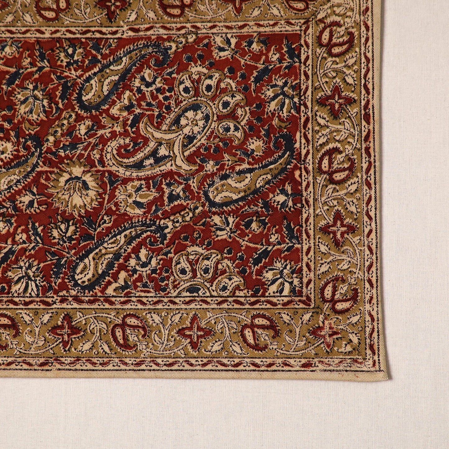 Red - natural dyed pedana kalamkari cotton table mat 29