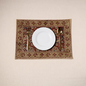 Red - natural dyed pedana kalamkari cotton table mat 29