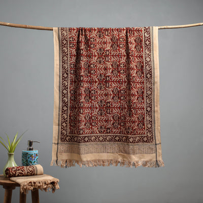 Natural dyed pedana kalamkari printed handloom cotton towel