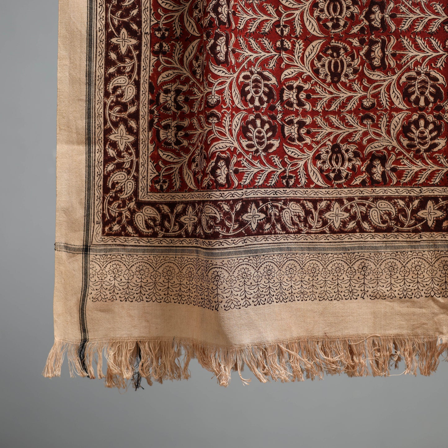 Natural dyed pedana kalamkari printed handloom cotton towel