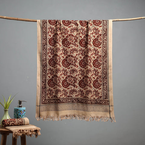 Natural dyed pedana kalamkari printed handloom cotton towel